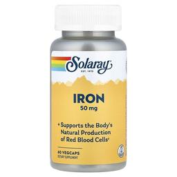 소라레이 Solaray, 철분, 50mg, 베지 캡슐 60정