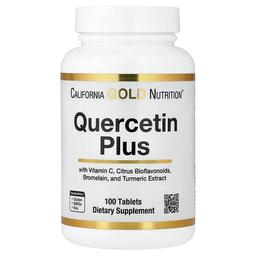 캘리포니아 골드 뉴트리션 California Gold Nutrition, 퀘르세틴 플러스, 퀘세르틴, 비타민C, 감귤류 바이오플라보노이드, 브로멜라인, 강황, 비타민C 함유, 100정
