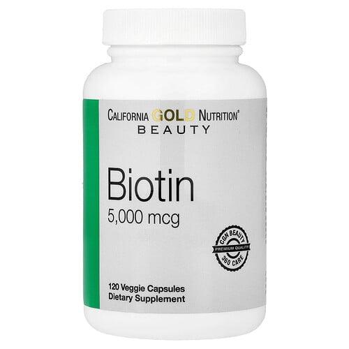 캘리포니아 골드 뉴트리션 California Gold Nutrition, 비오틴, 5,000mcg, 베지 캡슐 120정 상품 이미지