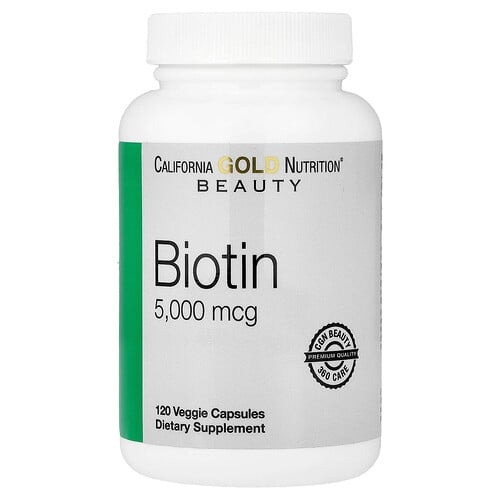 캘리포니아 골드 뉴트리션 California Gold Nutrition, 비오틴, 5,000mcg, 베지 캡슐 120정 상세 이미지