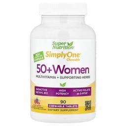 슈퍼 뉴트리션 Super Nutrition, SimplyOne®, 50대 이상 여성용 종합비타민 + 건강 증진 허브, 믹스 베리 맛, 츄어블 90정