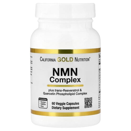 캘리포니아 골드 뉴트리션 California Gold Nutrition, NMN 복합체, 트랜스-레스베라트롤, 퀘르세틴 파이토솜 복합체, 아피제닌, 루테올린 함유, 베지 캡슐 60정 상세 이미지