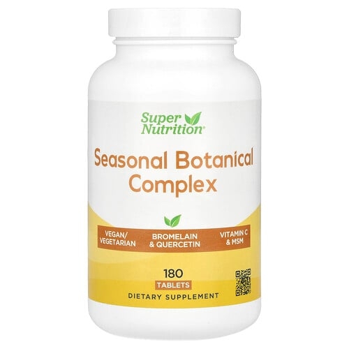 슈퍼 뉴트리션 Super Nutrition, 계절성 식물 복합체, 퀘르세틴, 브로멜라인, 비타민C, 강황, 생강 함유, 180정 상세 이미지