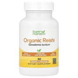 슈퍼 뉴트리션 Super Nutrition, 유기농 영지버섯, 1g, 베지 캡슐 60정(캡슐당 0.5g)