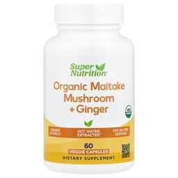 슈퍼 뉴트리션 Super Nutrition, 유기농 잎새버섯 + 생강, 베지 캡슐 60정