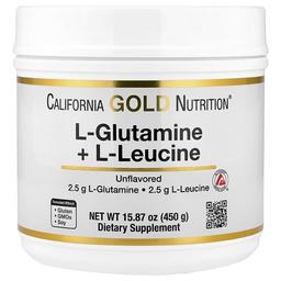 캘리포니아 골드 뉴트리션 California Gold Nutrition, L-글루타민 + L-류신, 무맛, 450g(15.87oz)