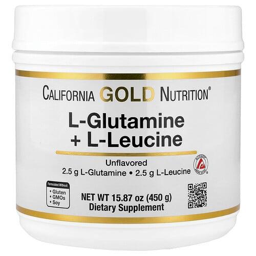 캘리포니아 골드 뉴트리션 California Gold Nutrition, L-글루타민 + L-류신, 무맛, 450g(15.87oz) 상품 이미지