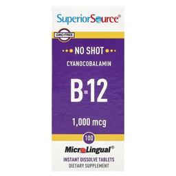슈프리어 소스 Superior Source, 시아노코발라민 B12, 1,000mcg, MicroLingual® 즉시 용해 정제 100정