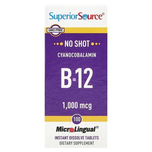 슈프리어 소스 Superior Source, 시아노코발라민 B12, 1,000mcg, MicroLingual® 즉시 용해 정제 100정 상세 이미지