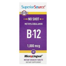 슈프리어 소스 Superior Source, 메틸코발라민 B-12, 1,000mcg, MicroLingual® 즉시 용해 정제 60정