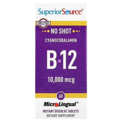 슈프리어 소스 Superior Source, 시아노코발라민 B-12, 10,000mcg, 즉시 용해되는 MicroLingual 60정 상세 이미지