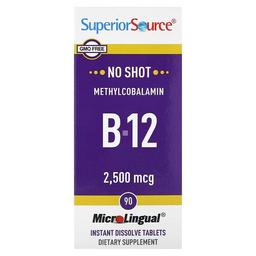 슈프리어 소스 Superior Source, 메틸코발라민 B-12, 2,500mcg, 즉시 용해되는 정제 90정