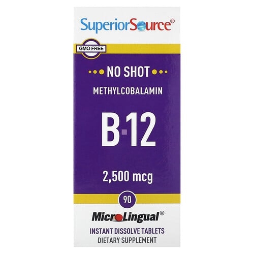 슈프리어 소스 Superior Source, 메틸코발라민 B-12, 2,500mcg, 즉시 용해되는 정제 90정 상세 이미지