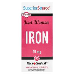 슈프리어 소스 Superior Source, Just Women, 철분, 25mg, MicroLingual® 즉시 용해 정제 90정