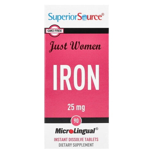 슈프리어 소스 Superior Source, Just Women, 철분, 25mg, MicroLingual® 즉시 용해 정제 90정 상세 이미지