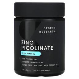 스포츠 리서치 Sports Research, 피콜린산 아연, 고효능, 50mg, 소프트젤 120정