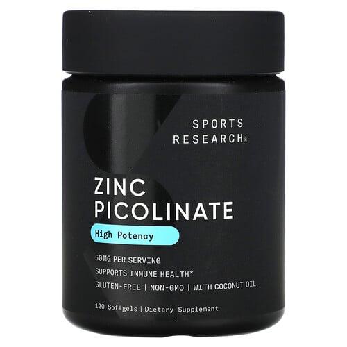 스포츠 리서치 Sports Research, 피콜린산 아연, 고효능, 50mg, 소프트젤 120정 상품 이미지