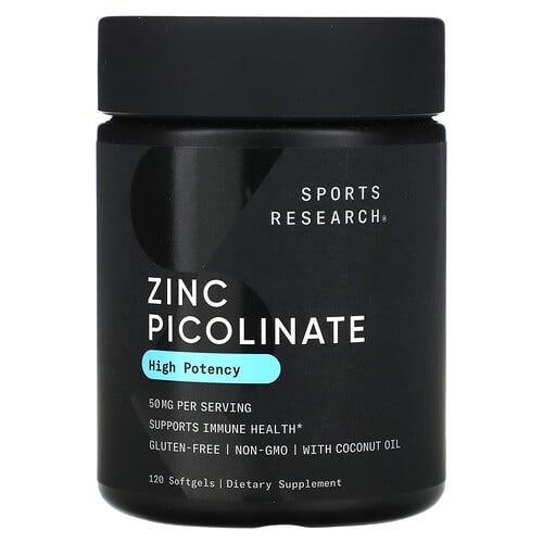 스포츠 리서치 Sports Research, 피콜린산 아연, 고효능, 50mg, 소프트젤 120정 상세 이미지