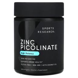 스포츠 리서치 Sports Research, 피콜린산 아연, 고효능, 30mg, 소프트젤 180정