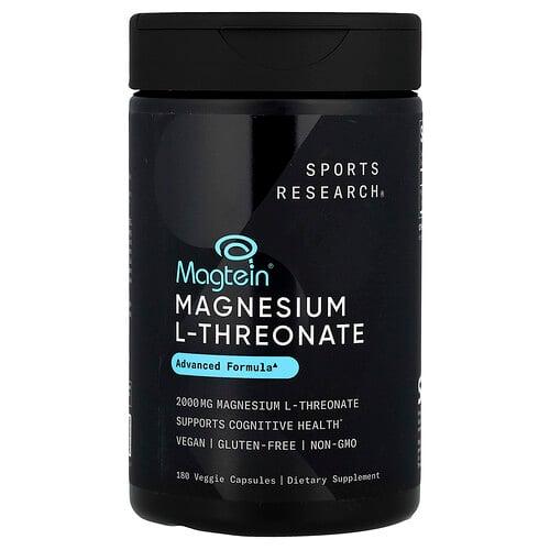 스포츠 리서치 Sports Research, Magtein®, 마그네슘 L-트레온산, 베지 캡슐 180정(캡슐 1정당 666mg) 상품 이미지