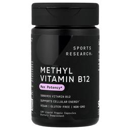 스포츠 리서치 Sports Research, 메틸 비타민B12, 5,000mcg, 액상 베지 캡슐 120정