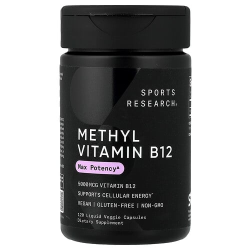 스포츠 리서치 Sports Research, 메틸 비타민B12, 5,000mcg, 액상 베지 캡슐 120정 상세 이미지