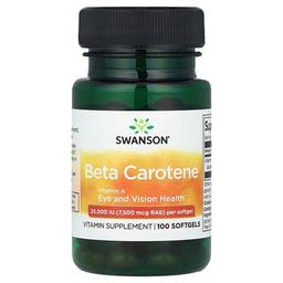 스완슨 비타민 Swanson Vitamins, 베타카로틴, 25,000IU(7,500mcg RAE), 소프트젤 100정