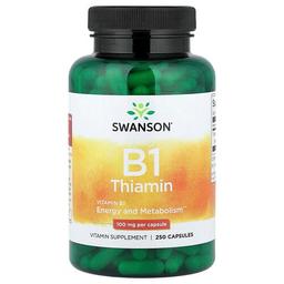 스완슨 비타민 Swanson Vitamins, 비타민B1 티아민, 100mg, 캡슐 250정