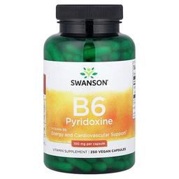 스완슨 비타민 Swanson Vitamins, 비타민B6 피리독신, 100mg, 베지 캡슐 250정
