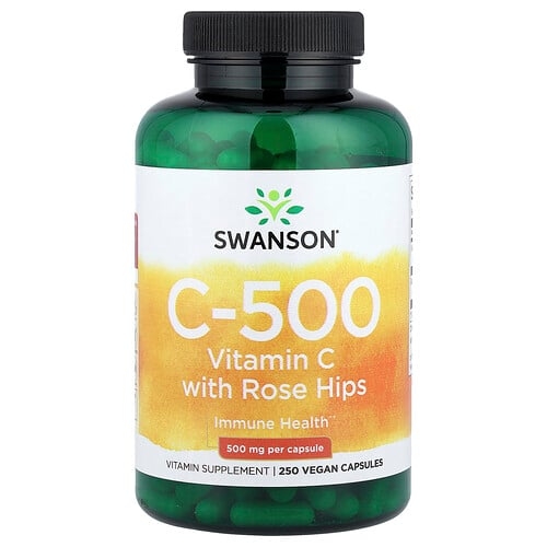 스완슨 비타민 Swanson Vitamins, C-500, 로즈힙 함유 비타민C, 베지 캡슐 250정 상세 이미지