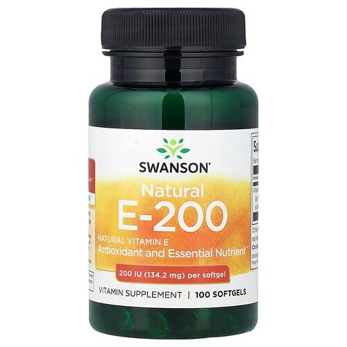 스완슨 비타민 Swanson Vitamins, 천연 비타민E, 134.2mg(200IU), 소프트젤 100정 상품 이미지