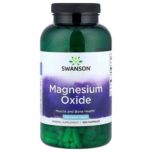 스완슨 비타민 Swanson Vitamins, 산화 마그네슘, 200mg, 캡슐 500정 상품 이미지