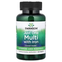 스완슨 비타민 Swanson Vitamins, Just One 멀티, 철분 함유, 130정
