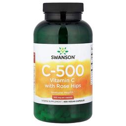 스완슨 비타민 Swanson Vitamins, C-500, 로즈힙 함유 비타민C, 베지 캡슐 400정