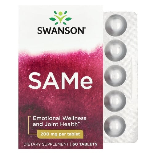 스완슨 비타민 Swanson Vitamins, SAMe, 60정(1정당 200mg) 상세 이미지
