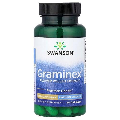 스완슨 비타민 Swanson Vitamins, Graninex® 꽃가루 추출물, 맥시멈 스트렝스, 500mg, 캡슐 60정 상품 이미지