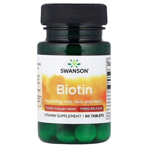 스완슨 비타민 Swanson Vitamins, 비오틴, 서방형, 10,000mcg, 60정 상품 이미지