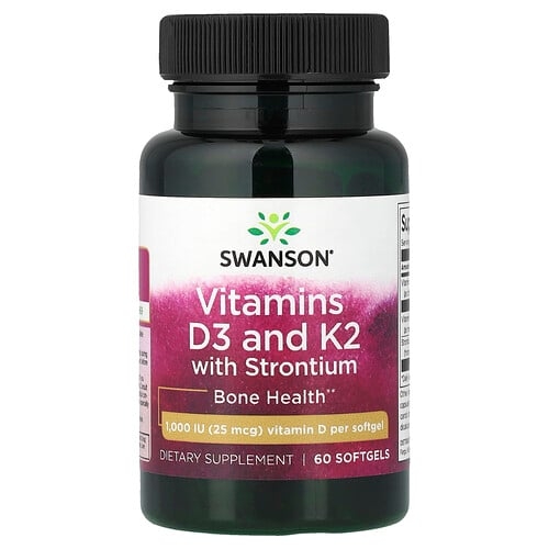 스완슨 비타민 Swanson Vitamins, 비타민D3 및 K2, 스트론튬 함유, 소프트젤 60정 상세 이미지