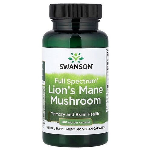 스완슨 비타민 Swanson Vitamins, Full Spectrum® 노루궁뎅이버섯, 500mg, 베지 캡슐 60정 상세 이미지