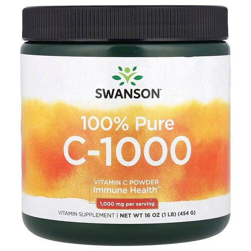 스완슨 비타민 Swanson Vitamins, 100% 퓨어 C-1000, 비타민C 분말, 454g(16oz) 상품 이미지