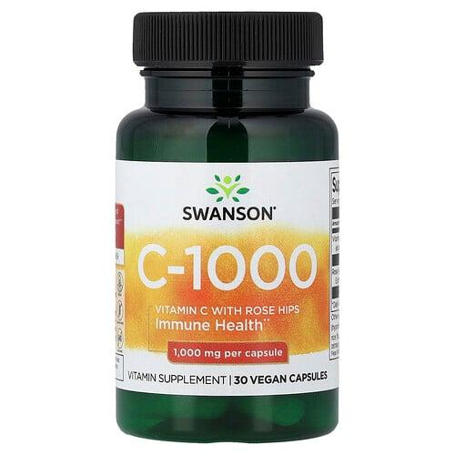 스완슨 비타민 Swanson Vitamins, C-1000 로즈힙 함유, 베지 캡슐 30정 상품 이미지