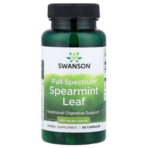 스완슨 비타민 Swanson Vitamins, Full Spectrum® 스피어민트 잎, 400mg, 캡슐 60정 상품 이미지