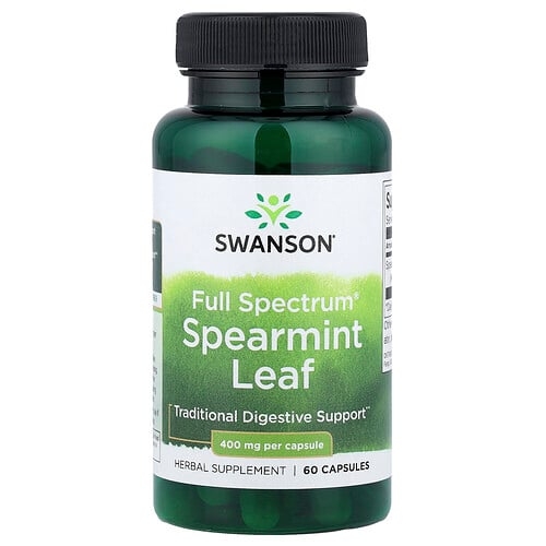 스완슨 비타민 Swanson Vitamins, Full Spectrum® 스피어민트 잎, 400mg, 캡슐 60정 상세 이미지