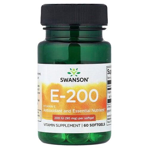 스완슨 비타민 Swanson Vitamins, 비타민E-200, 90mg(200IU), 소프트젤 60정 상품 이미지