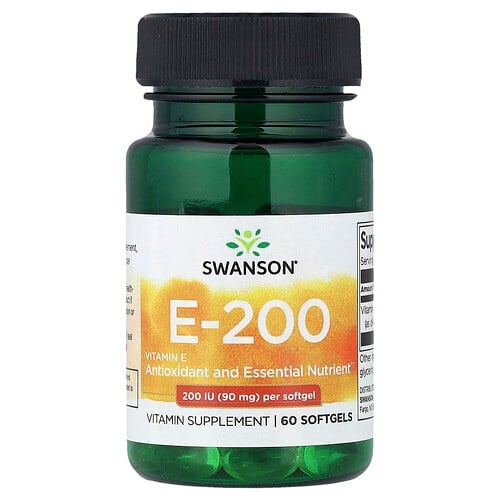 스완슨 비타민 Swanson Vitamins, 비타민E-200, 90mg(200IU), 소프트젤 60정 상세 이미지