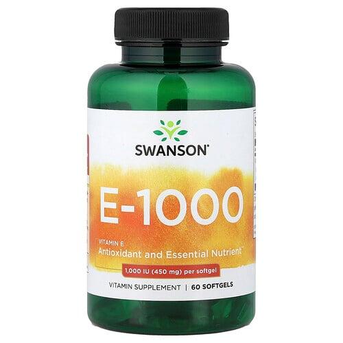 스완슨 비타민 Swanson Vitamins, 비타민E-1000, 450mg(1,000IU), 소프트젤 60정 상품 이미지