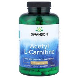 스완슨 비타민 Swanson Vitamins, 아세틸 l-카르니틴, 500mg, 베지 캡슐 240정
