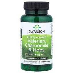 스완슨 비타민 Swanson Vitamins, Full Spectrum® 발레리안, 카모마일 & 홉, 캡슐 60정