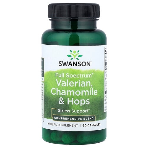 스완슨 비타민 Swanson Vitamins, Full Spectrum® 발레리안, 카모마일 & 홉, 캡슐 60정 상세 이미지