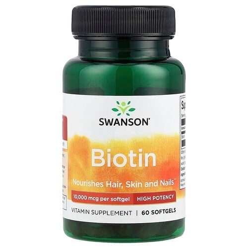 스완슨 비타민 Swanson Vitamins, 비오틴, 10,000mcg, 소프트젤 60정 상세 이미지